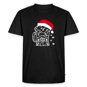 Chope de bière bière Bonnet de Noel Cadeaux de Noël - T-shirt Premium bio Homme - noir - Devant - Nico (187cm)