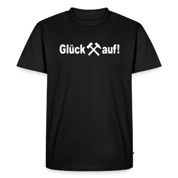 GLÜCK AUF Bergbau Gruß Wahrzeichen Geschenk - Männer Premium Bio T-Shirt - Schwarz - Vorne - Nico (187cm)