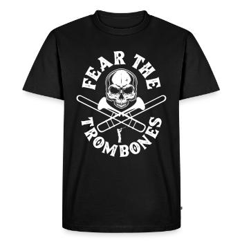 Drôle de peur le joueur de trombone trombones - T-shirt Premium bio Homme - noir - Devant - Nico (187cm)