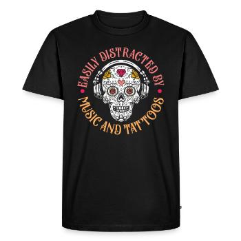 Cadeau de tatouage d'artiste de tatouage de musique et de tatouages - T-shirt Premium bio Homme - noir - Devant - Nico (187cm)