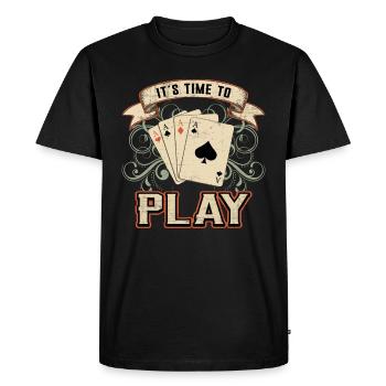 Card Game Poker Heart Card Ace of Spades Gift Idea - Men's Premium Organic T-Shirt - black - Front - Nico (187cm)
