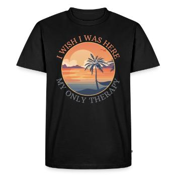 I wish I was here ... island with palm trees - Men's Premium Organic T-Shirt - black - Front - Nico (187cm)