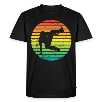 Silhouette de coureur de parkour freerunning parkour rétro - T-shirt Premium bio Homme - noir - Devant - Nico (187cm)