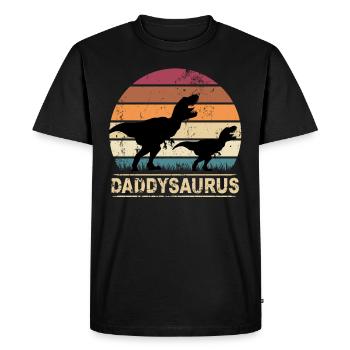 Daddysaurus dinosaure enfants cadeau dinos - T-shirt Premium bio Homme - noir - Devant - Nico (187cm)