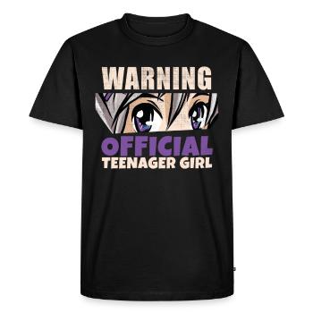Avertissement: Official teenage girl - T-shirt Premium bio Homme - noir - Devant - Nico (187cm)