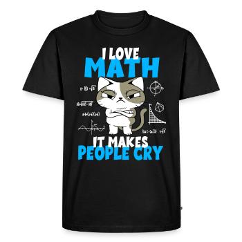 Idée cadeau chats étudiants professeurs de mathématiques - T-shirt Premium bio Homme - noir - Devant - Nico (187cm)