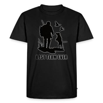 Amour de chien: chasseur avec chien. Meilleure équipe - T-shirt Premium bio Homme - noir - Devant - Nico (187cm)