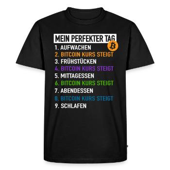 Bitcoin My Perfect Day - Bitcoin Price Rises - Men's Premium Organic T-Shirt - black - Front - Nico (187cm)