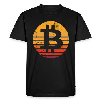 Retro Bitcoin Button - cryptocurrency bitcoins - Men's Premium Organic T-Shirt - black - Front - Nico (187cm)