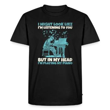 Je joue du piano. Pianiste et pianiste - T-shirt Premium bio Homme - noir - Devant - Nico (187cm)