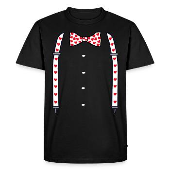 Bretelles coeur Saint Valentin avec noeud papillon - T-shirt Premium bio Homme - noir - Devant - Nico (187cm)