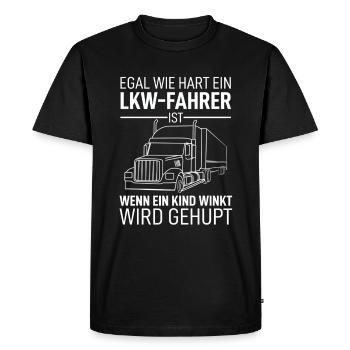 Trucker - Männer Premium Bio T-Shirt - Schwarz - Vorne - Nico (187cm)