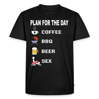 Barbecue Plan de la journée Café Barbecue Bière Sexe - T-shirt Premium bio Homme - noir - Devant - Nico (187cm)