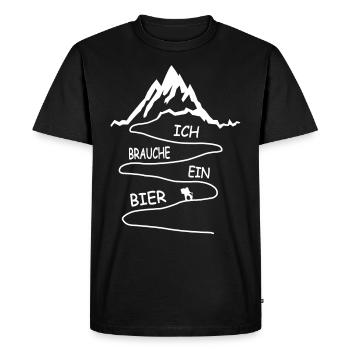 Mountain Hiking I Need A Beer Funny Saying - Men's Premium Organic T-Shirt - black - Front - Nico (187cm)