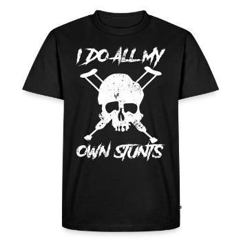I Do All My Own Stunts Skull with Crutches - Men's Premium Organic T-Shirt - black - Front - Nico (187cm)