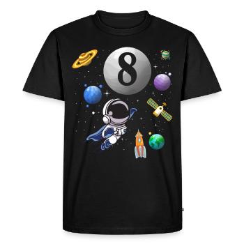 8th Birthday 8 Years Astronaut Space Space - Men's Premium Organic T-Shirt - black - Front - Nico (187cm)