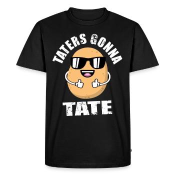 Taters Gonna Tate - Funny Potato with Glasses - Men's Premium Organic T-Shirt - black - Front - Nico (187cm)