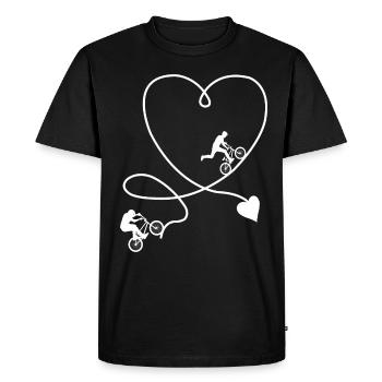 BMX vélo coeur - T-shirt Premium bio Homme - noir - Devant - Nico (187cm)