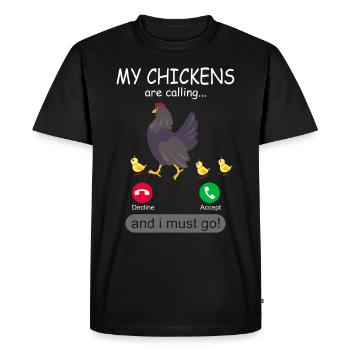 My Chickens are Calling - Jardinier de poulets - T-shirt Premium bio Homme - noir - Devant - Nico (187cm)