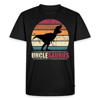 Unclesaurus T Rex Dinosaur Gift for Uncle - Men's Premium Organic T-Shirt - black - Front - Nico (187cm)