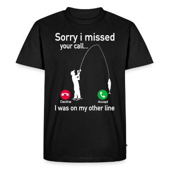 Désolé i missed your call i was on the other line - T-shirt Premium bio Homme - noir - Devant - Nico (187cm)