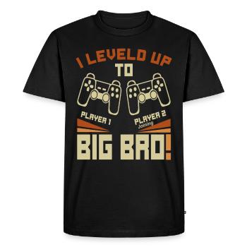 I Leveled Up To Big Bro - Nouveau frère de Jeu - T-shirt Premium bio Homme - noir - Devant - Nico (187cm)