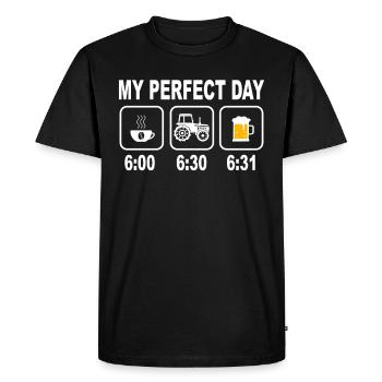 My Perfect Day Farmer Farmer Coffee Tractor Beer - Men's Premium Organic T-Shirt - black - Front - Nico (187cm)