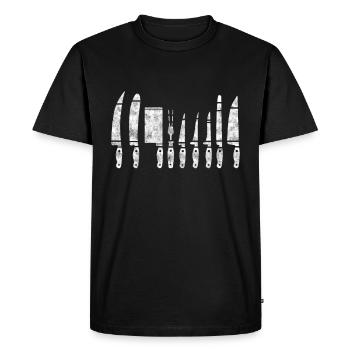 Cuisine Cuisine Cuisine Cuisinier Cuisinier Restaurant Couteau - T-shirt Premium bio Homme - noir - Devant - Nico (187cm)