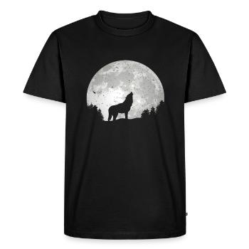Wolf Conservation Predators Nature Full Moon Forest - Men's Premium Organic T-Shirt - black - Front - Nico (187cm)