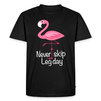 Fitness Flamingo Leg Day Sort Gym musculation - T-shirt Premium bio Homme - noir - Devant - Nico (187cm)