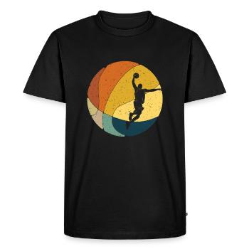 Basket basket basket basket joueur vintage - T-shirt Premium bio Homme - noir - Devant - Nico (187cm)