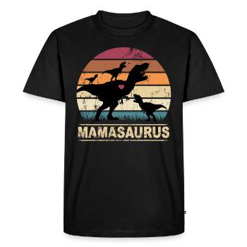 Mamasaurus Dinosaur Heart Triplets Mother's Day - Men's Premium Organic T-Shirt - black - Front - Nico (187cm)