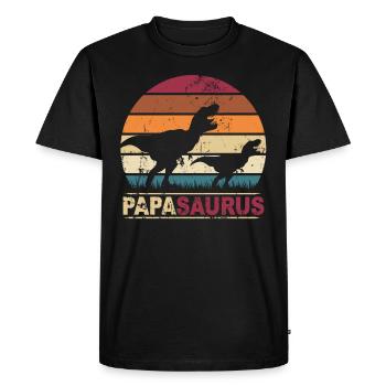 Papa Saurus Dinosaures Familles Dino Papasaurus - T-shirt Premium bio Homme - noir - Devant - Nico (187cm)