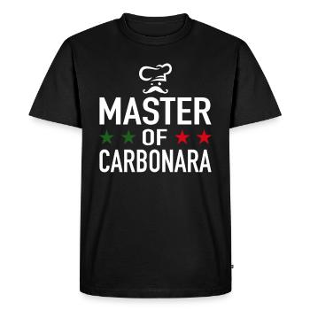 Spaghetti Carbonara Chef Maître De Carbonara - T-shirt Premium bio Homme - noir - Devant - Nico (187cm)