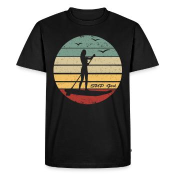 Stand Up Paddleboarding - SUP Girl Sunset - T-shirt Premium bio Homme - noir - Devant - Nico (187cm)