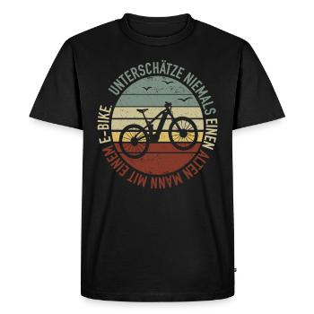 Alten Mann mit einem E-Bike Fahrrad - eBike Spruch - Männer Premium Bio T-Shirt - Schwarz - Vorne - Nico (187cm)