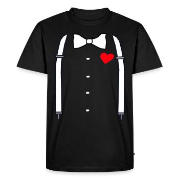 Bretelles et noeud papillon avec coeur JGA gratt - T-shirt Premium bio Homme - noir - Devant - Nico (187cm)