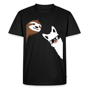 Alpaca sloth llama farm animals office job fun - Men's Premium Organic T-Shirt - black - Front - Nico (187cm)