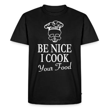 BBQ Chef Tête de mort - Be Nice I Cook Your Food - T-shirt Premium bio Homme - noir - Devant - Nico (187cm)