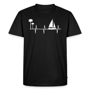 Bateaux Voilier Voilier coeurs marins capitaine - T-shirt Premium bio Homme - noir - Devant - Nico (187cm)