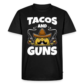 Taco Weapon Design - Tacos and Guns - Men's Premium Organic T-Shirt - black - Front - Nico (187cm)