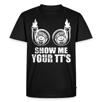 Show Me Your Turbos - Car Twin Turbo Street Racing - T-shirt Premium bio Homme - noir - Devant - Nico (187cm)