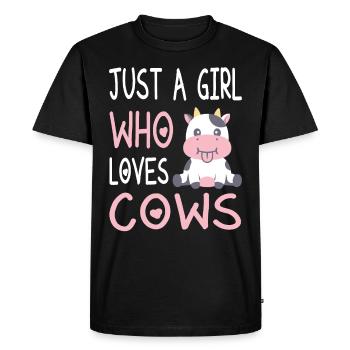Sweet Dairy Cow – Just A Girl Who Loves Cows - Men's Premium Organic T-Shirt - black - Front - Nico (187cm)