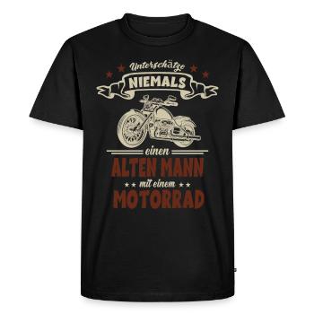 Alten Mann auf einem Motorrad - Opa Motorradfahrer - Männer Premium Bio T-Shirt - Schwarz - Vorne - Nico (187cm)