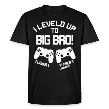 Jeux - I Leveled Up To Big Bro - Enfin frère - T-shirt Premium bio Homme - noir - Devant - Nico (187cm)