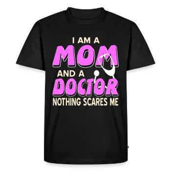 Docteur - Je suis une maman et un docteur, rien ne me fait peur - T-shirt Premium bio Homme - noir - Devant - Nico (187cm)