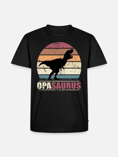 OpaSaurus Dinosaurier Grandpa Saurus - Herre Premium økologisk T-shirt - sort