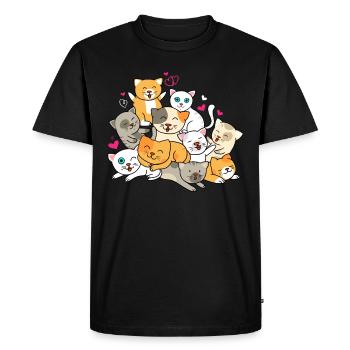 Amas de chats - Kawaii Kitten pour les propriétaires de chats - T-shirt Premium bio Homme - noir - Devant - Nico (187cm)
