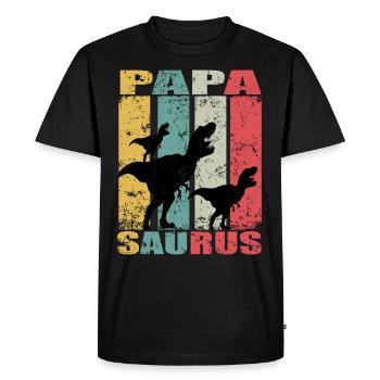 Papasaurus Dinosaur Dino Twins Papa Saurus - Men's Premium Organic T-Shirt - black - Front - Nico (187cm)