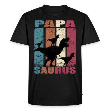 Papa Saurus Dinosaur Dino Twins Papasaurus - Men's Premium Organic T-Shirt - black - Front - Nico (187cm)